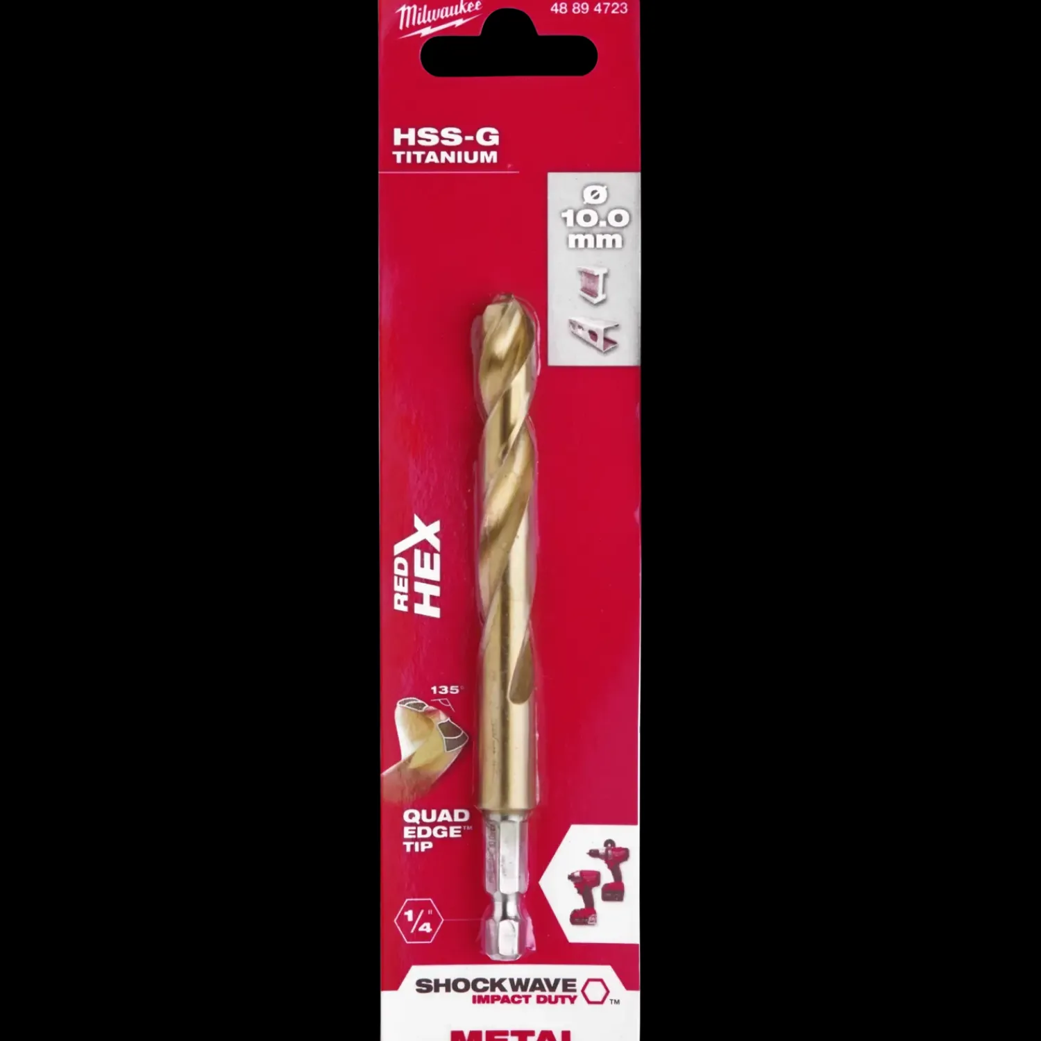 Milwaukee Bor- Og Borsæt^Red Hex shockwave™ HSS-Tin metalbor 10 mm