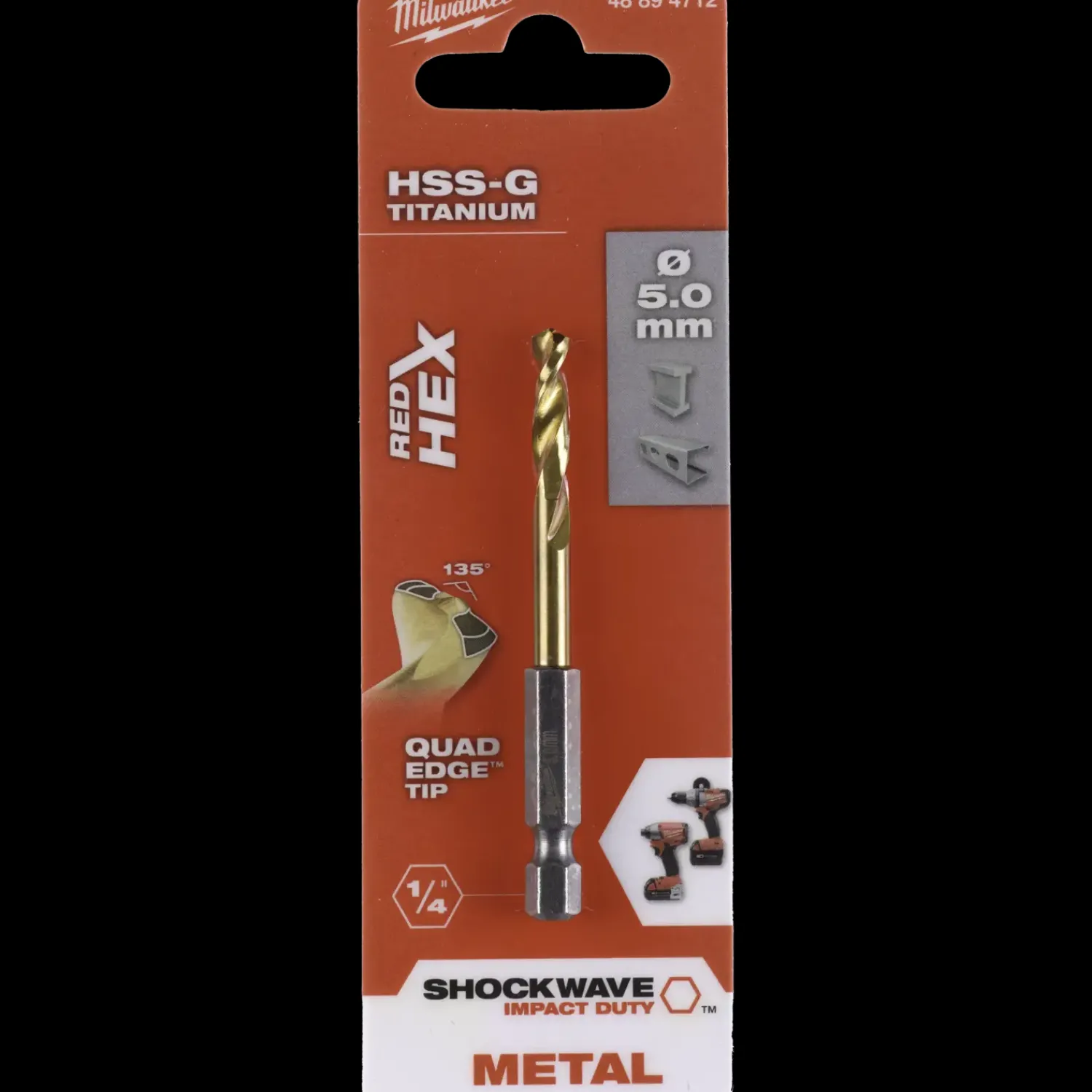 Milwaukee Bor- Og Borsæt^Red Hex shockwave™ HSS-Tin metalbor 5 mm