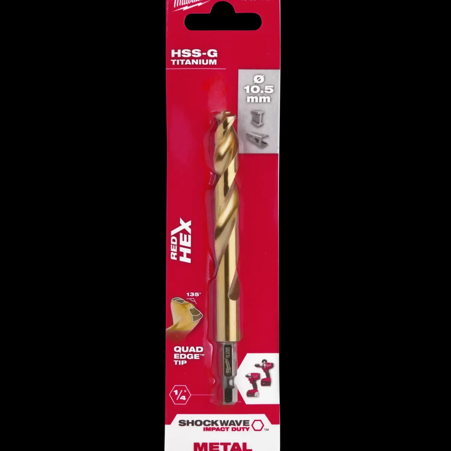 Milwaukee Bor- Og Borsæt^Red Hex shockwave™ HSS-Tin metalbor 10,5 mm