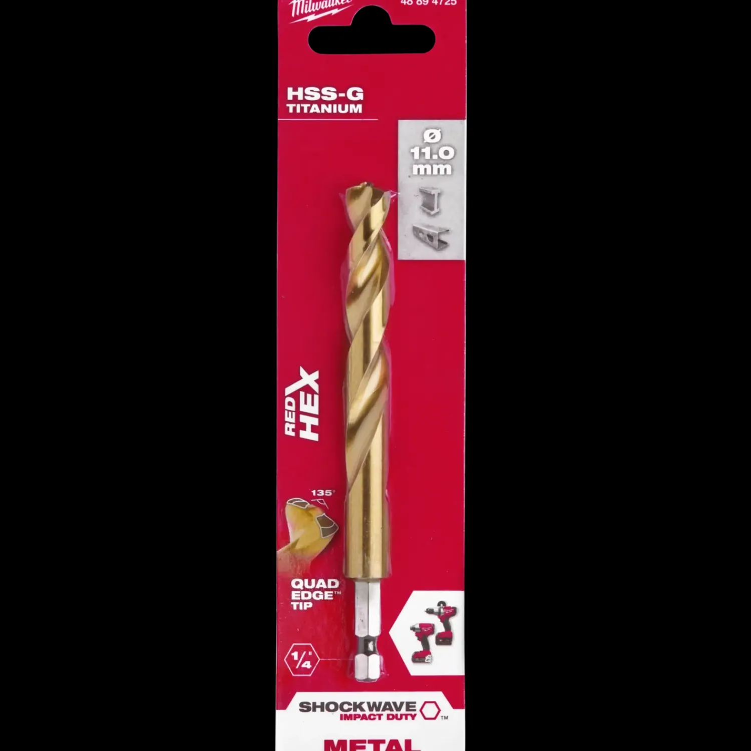 New Milwaukee Red Hex shockwave™ HSS-Tin metalbor 11 mm