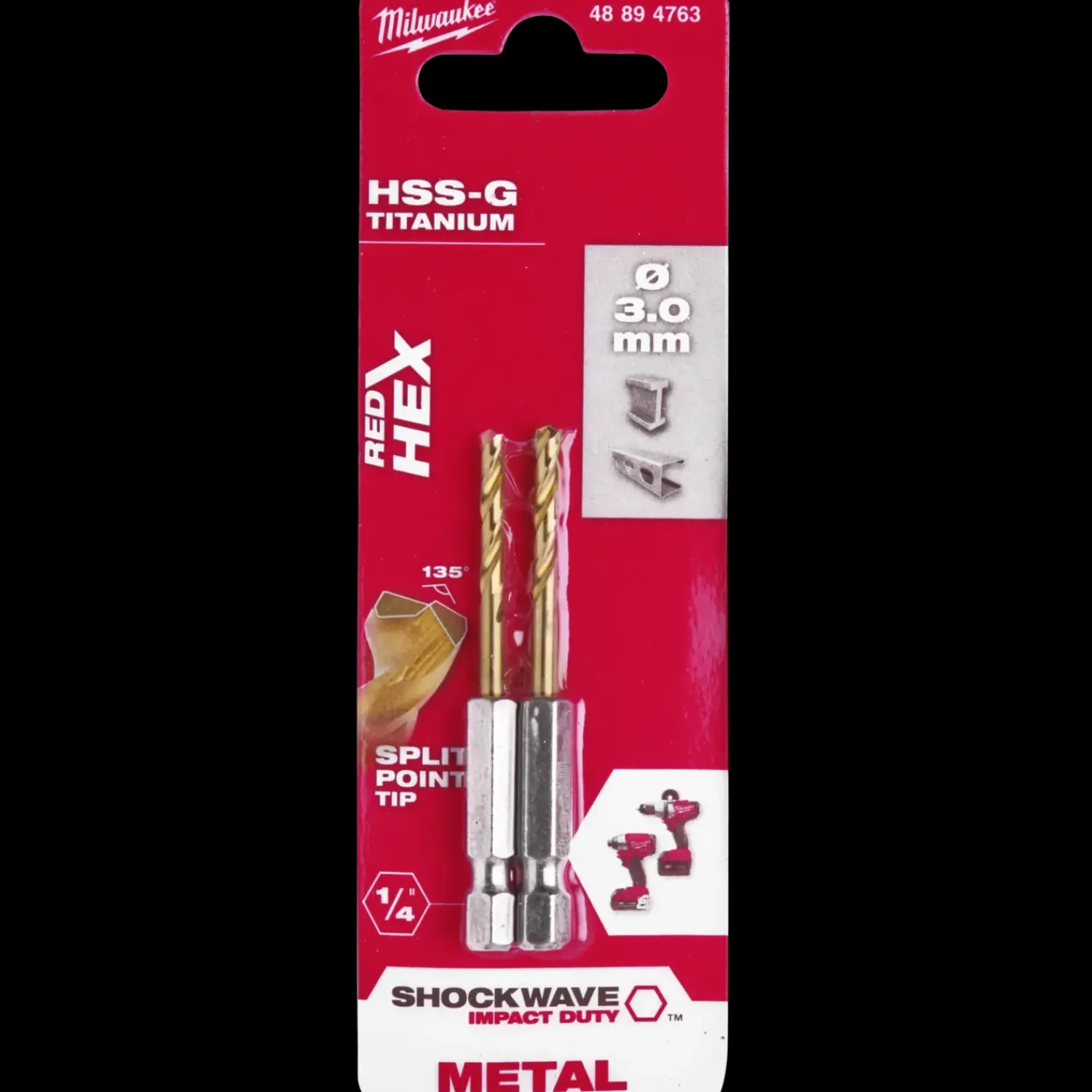 Milwaukee Bor- Og Borsæt^Red Hex shockwave™ HSS-Tin metalbor 3 mm