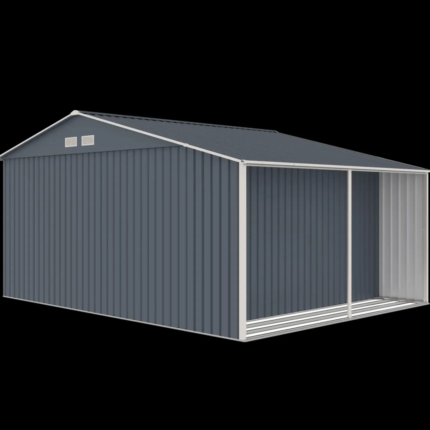 Hot Mogens redskabsskur med dobbeltdør og halvtag, 12,95 m²