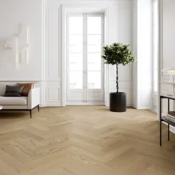 Moland Trægulve^Super Brisbane venstre-stav sildebens-parketgulv i eg