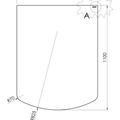 Morsø Brændeovnstilbehør^glasgulvplade rektangulær med buet forkant 85 x 110 cm