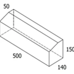 Hot RBR Multikant standard TP15/50 grå med skrå forkant - 14x50x15,5 cm