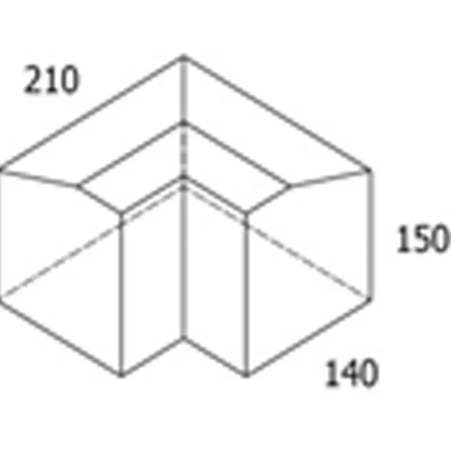 RBR Multikant standard TP15 udvendig hjørne, koks med skrå bagkant - 14x21x15,5 cm