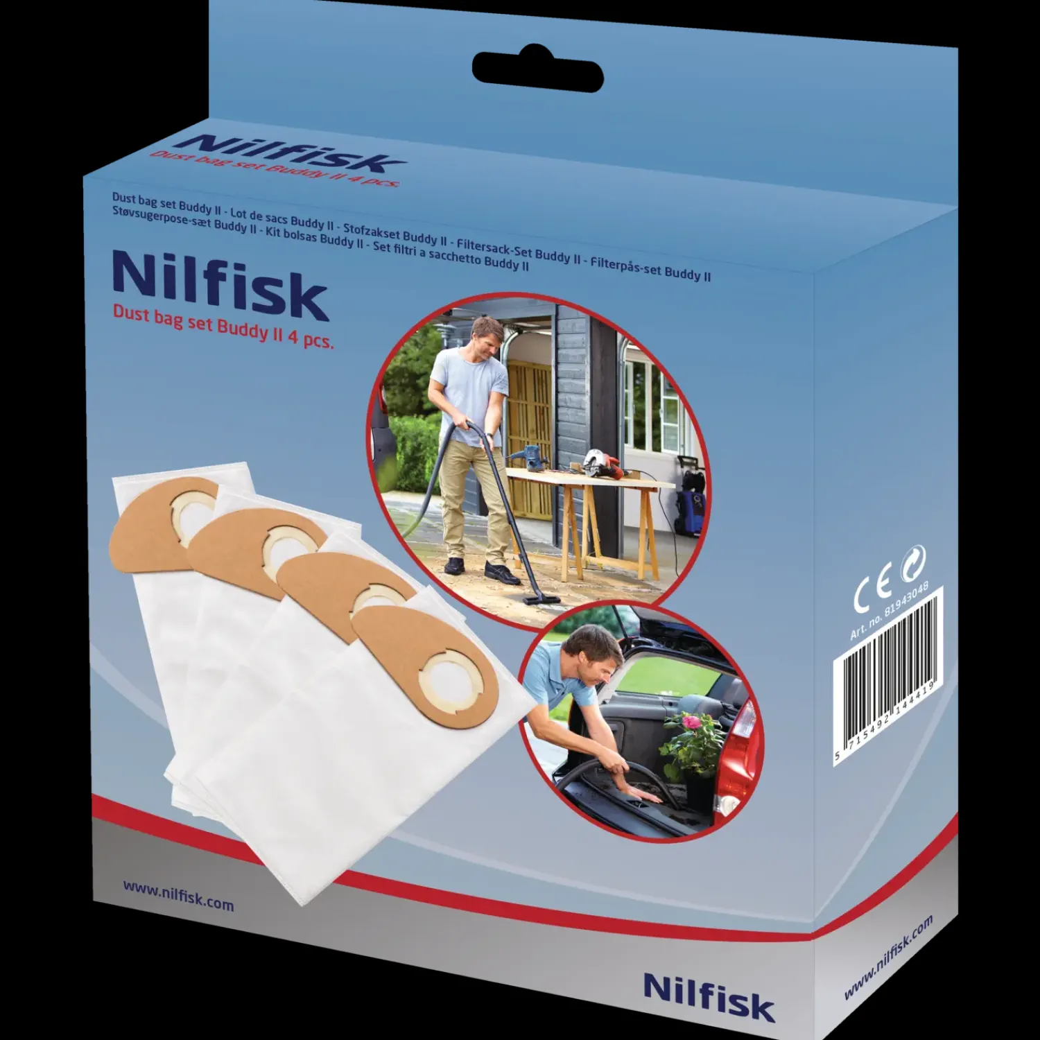 Clearance Nilfisk filterpose for Buddy II - 4 stk.