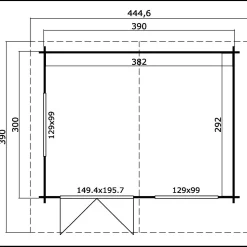 Clearance Norderney hytte med overdækning dobbeltdør og sprossevinduer 11,15 m²