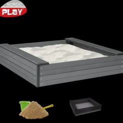 Børn Legehuse Og Sandkasser^Nordic play sandkasse WPC inkl. 240 kg. sand + net 120x120 cm