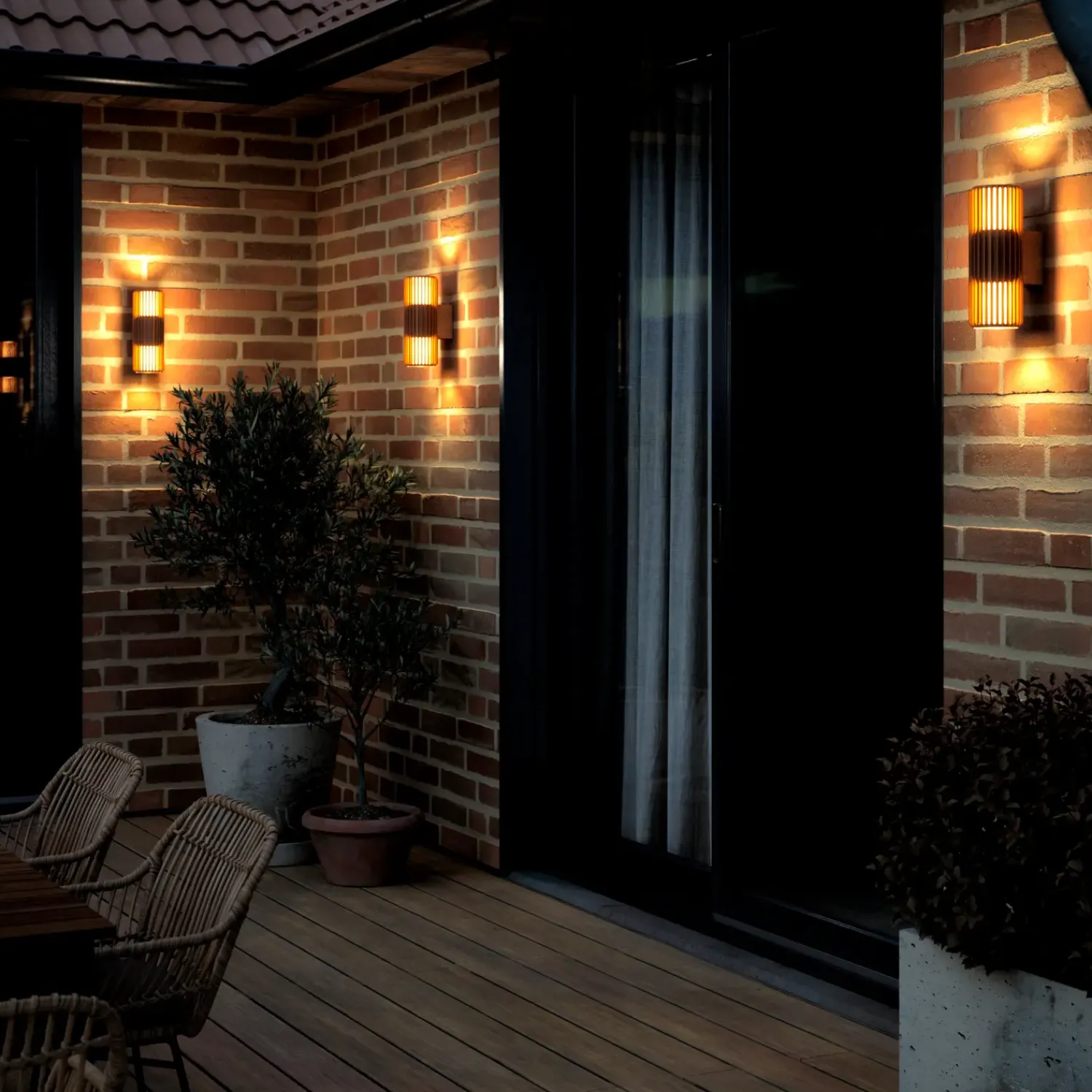 Udendørs Væglamper^Nordlux Aludra dobbelt udendørs Seaside metallisk brun