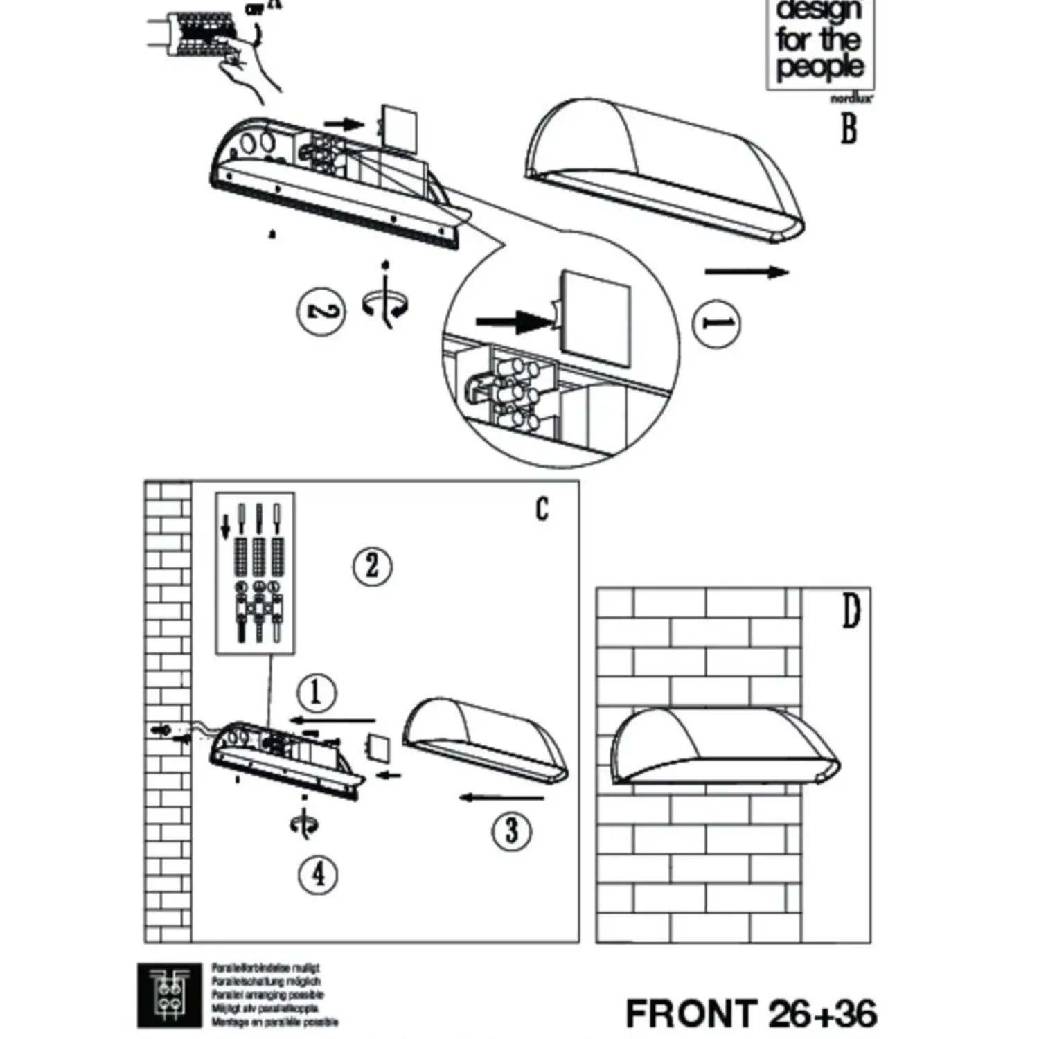 Udendørs Væglamper^Nordlux Front 36 udendørs LED væglampe sort