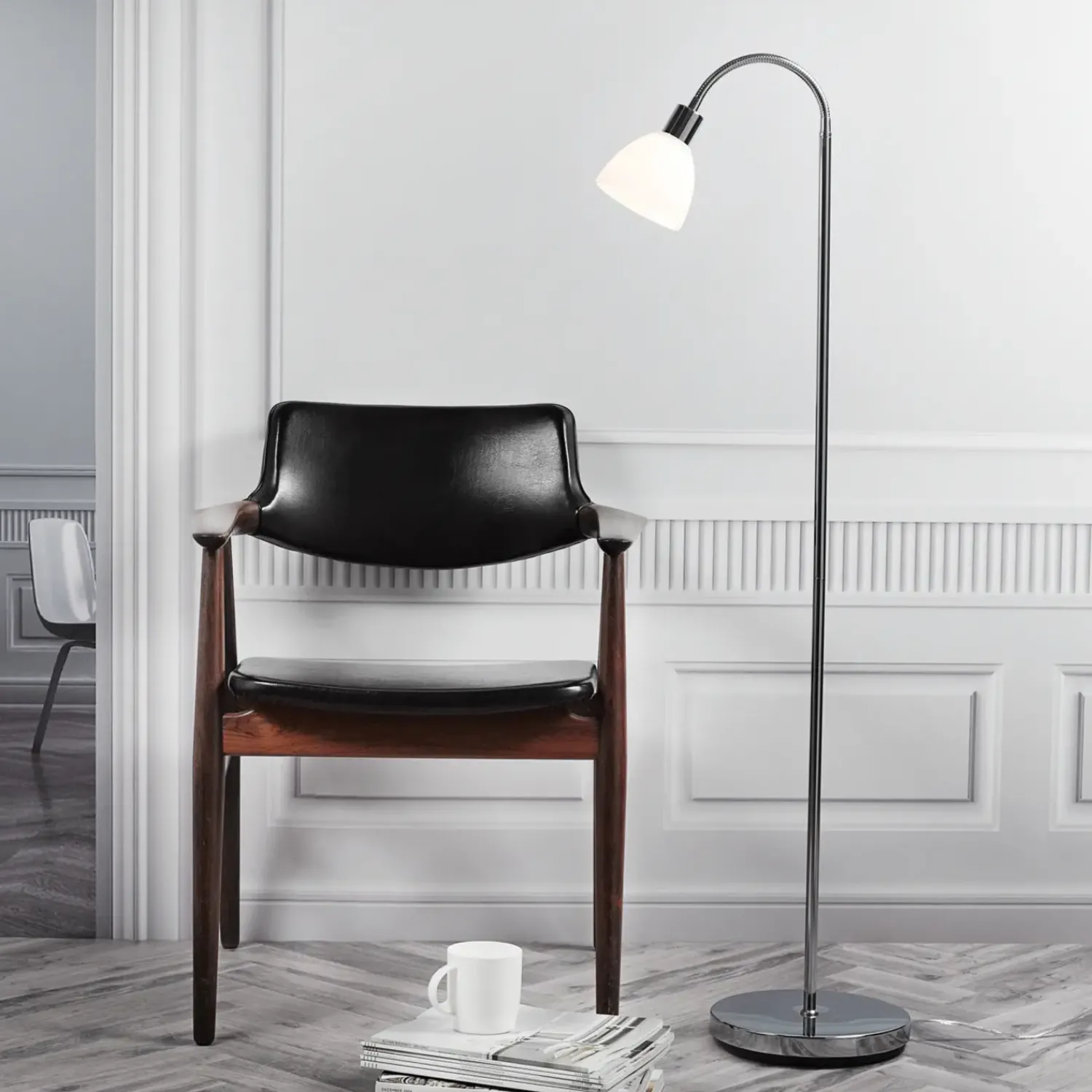 Discount Nordlux Ray gulvlampe krom/opal