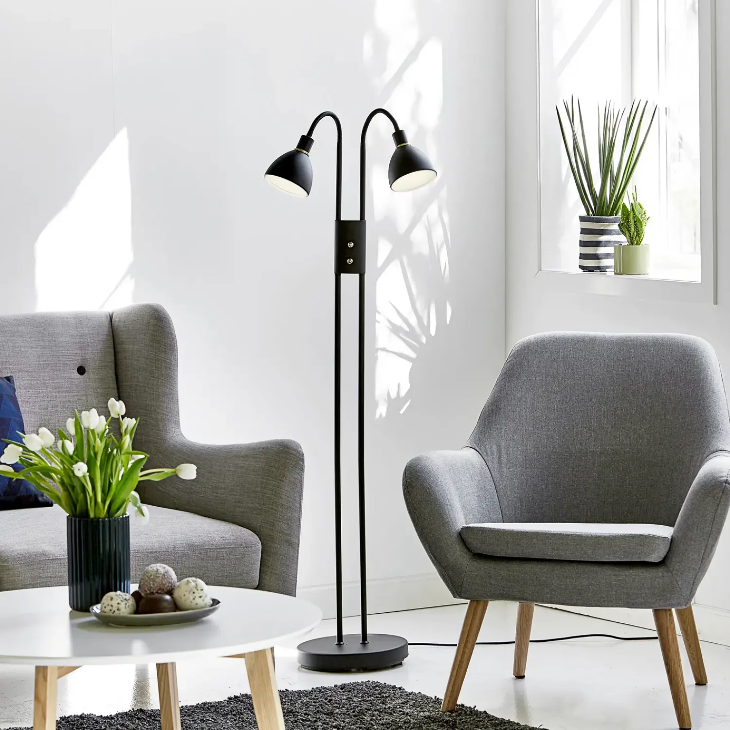 Gulvlamper^Nordlux Ray gulvlampe med dæmper sort