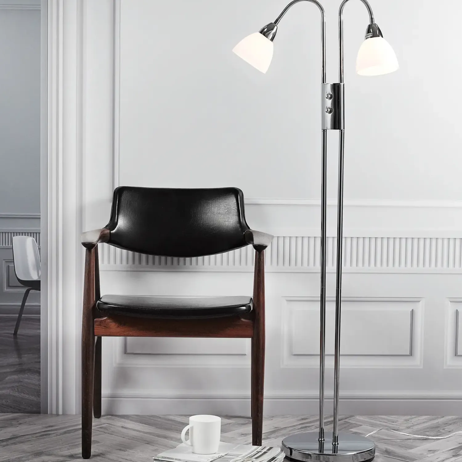 Gulvlamper^Nordlux Ray gulvlampe med dæmper krom