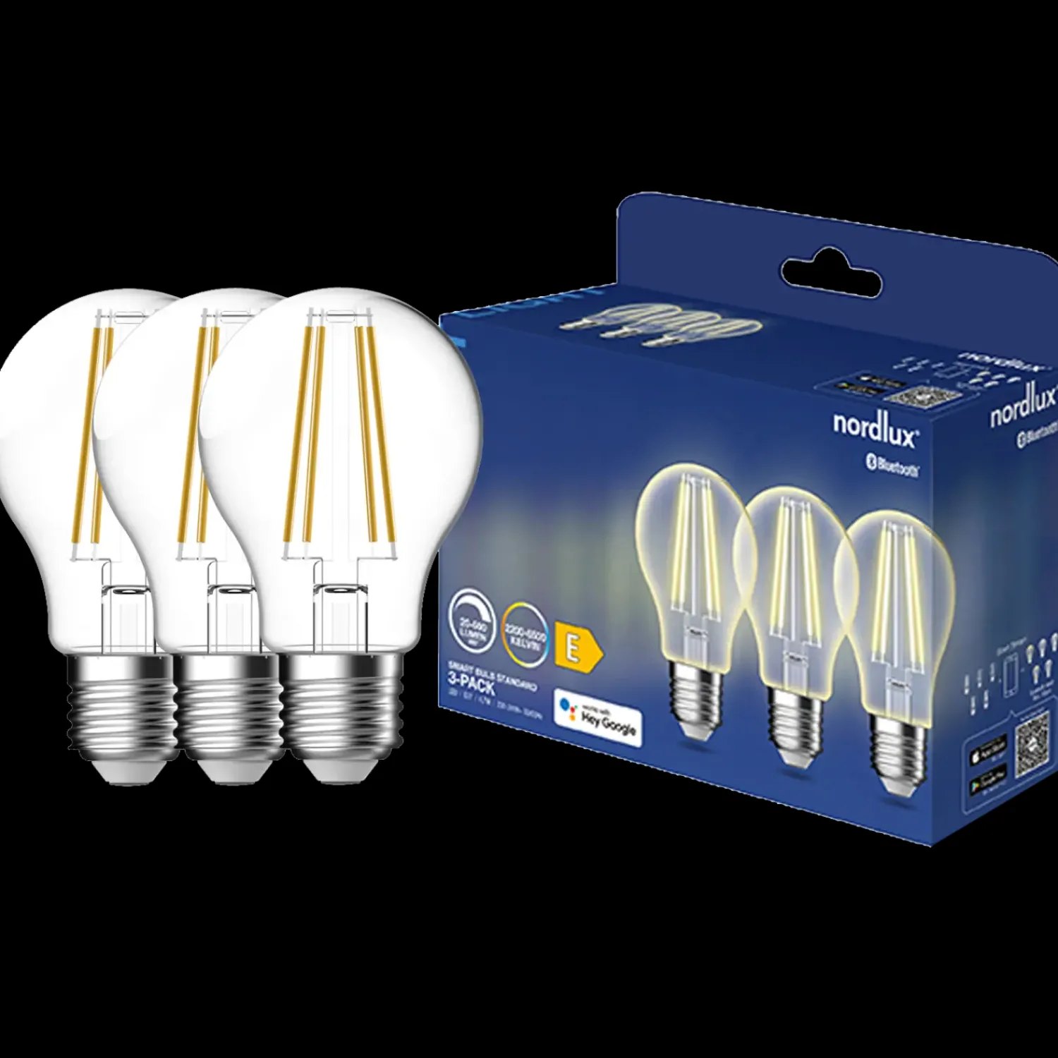 Discount Nordlux smart pære E27 A60 CCT 4,7W klar 3 pak