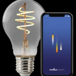 Outlet Nordlux smart pære LED E27 A60 4,7W røgfarvet