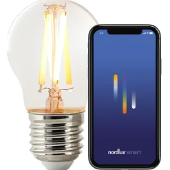 Online Nordlux smart pære LED E27 filament G45 4,7W klar