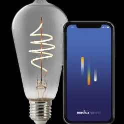 Clearance Nordlux smart pære LED E27 ST64 4,7W røgfarvet