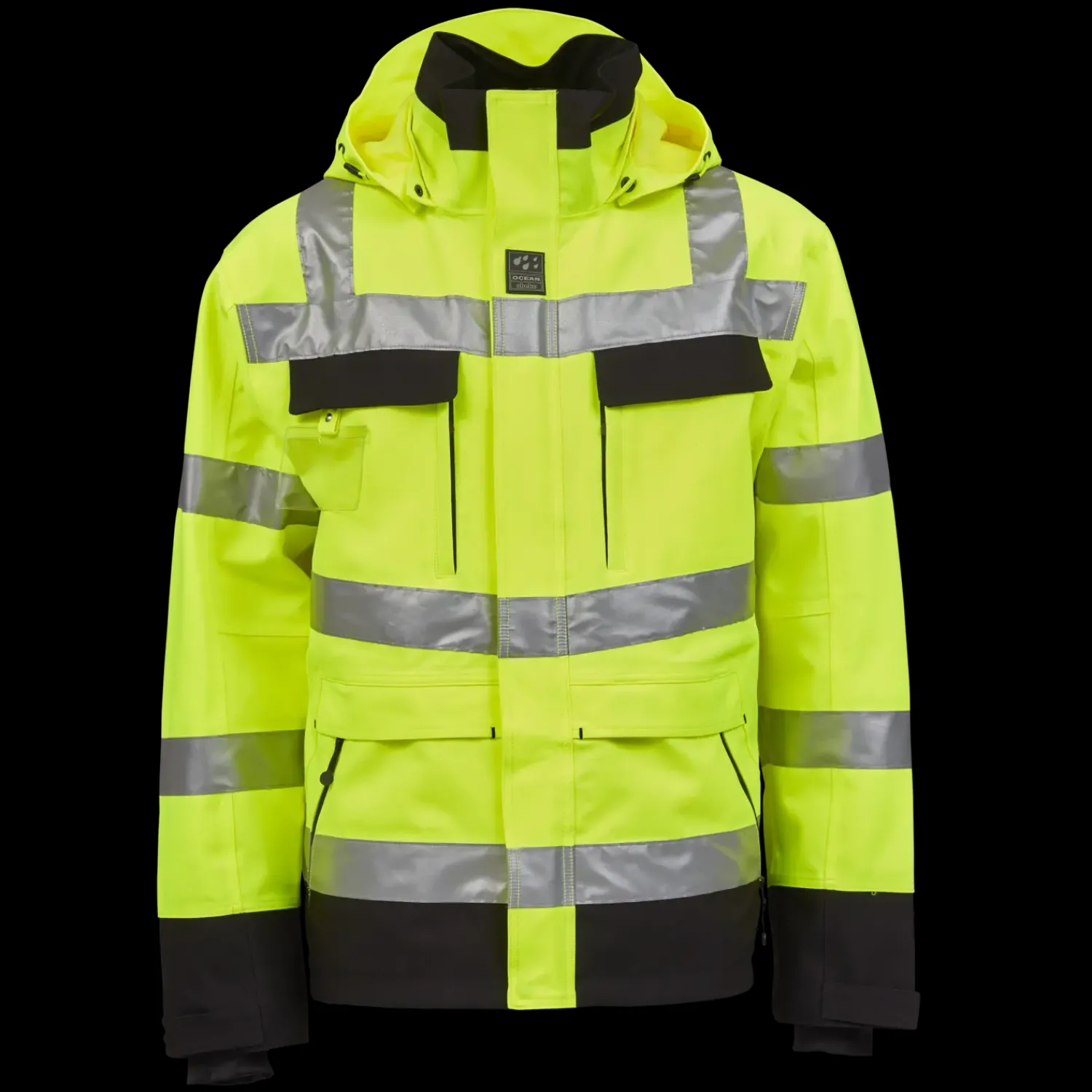 Hi-Vis Tøj Og Udstyr^Ocean Åbo Stretch vandtæt arbejdsjakke herre hi-vis gul/sort str. M