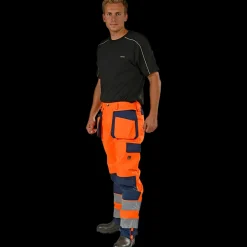 Regntøj|Hi-Vis Tøj Og Udstyr^Ocean Medusa vandtæt arbejdsbukser hi-vis orange/navy str. 2XL