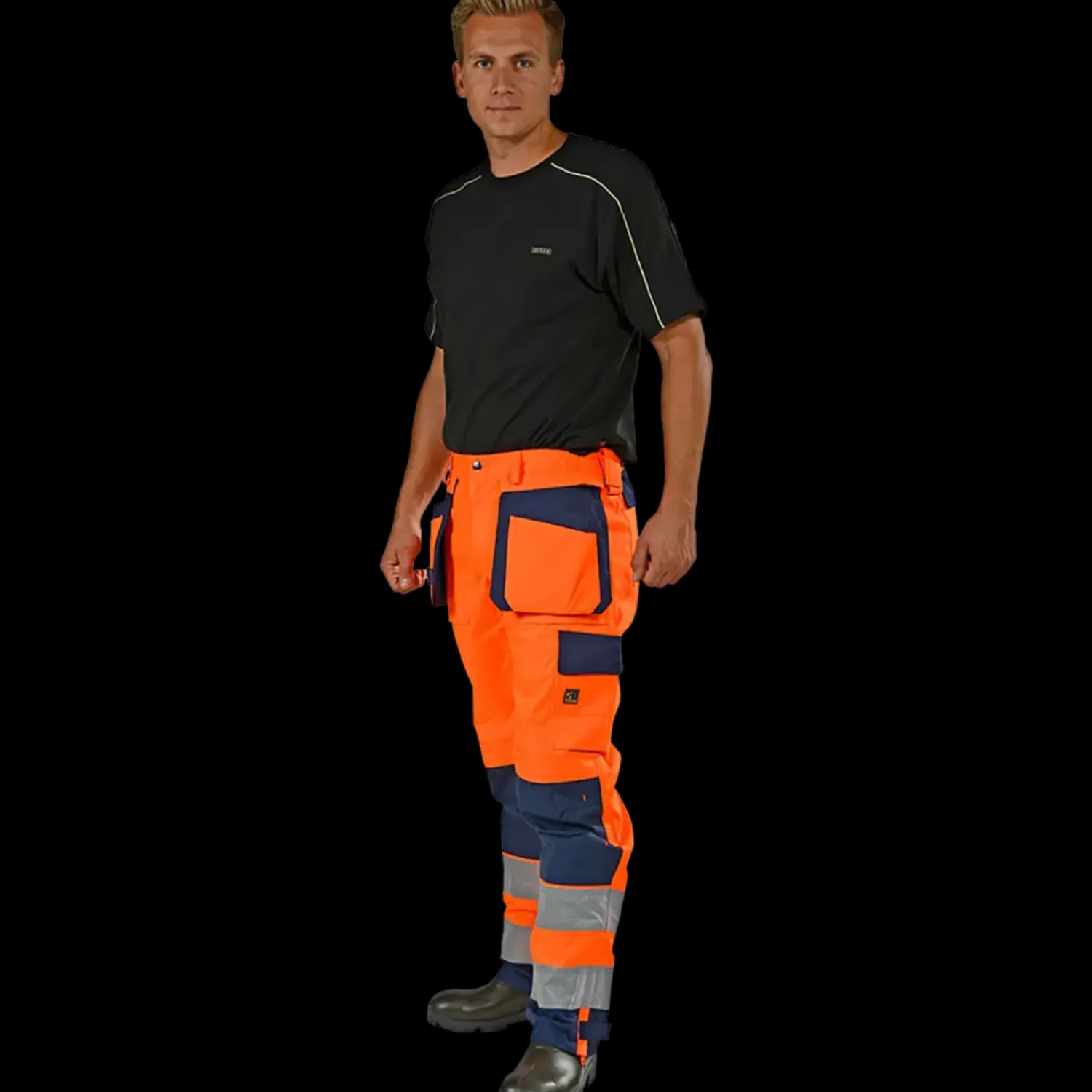 Regntøj|Hi-Vis Tøj Og Udstyr^Ocean Medusa vandtæt arbejdsbukser hi-vis orange/navy str. 2XL