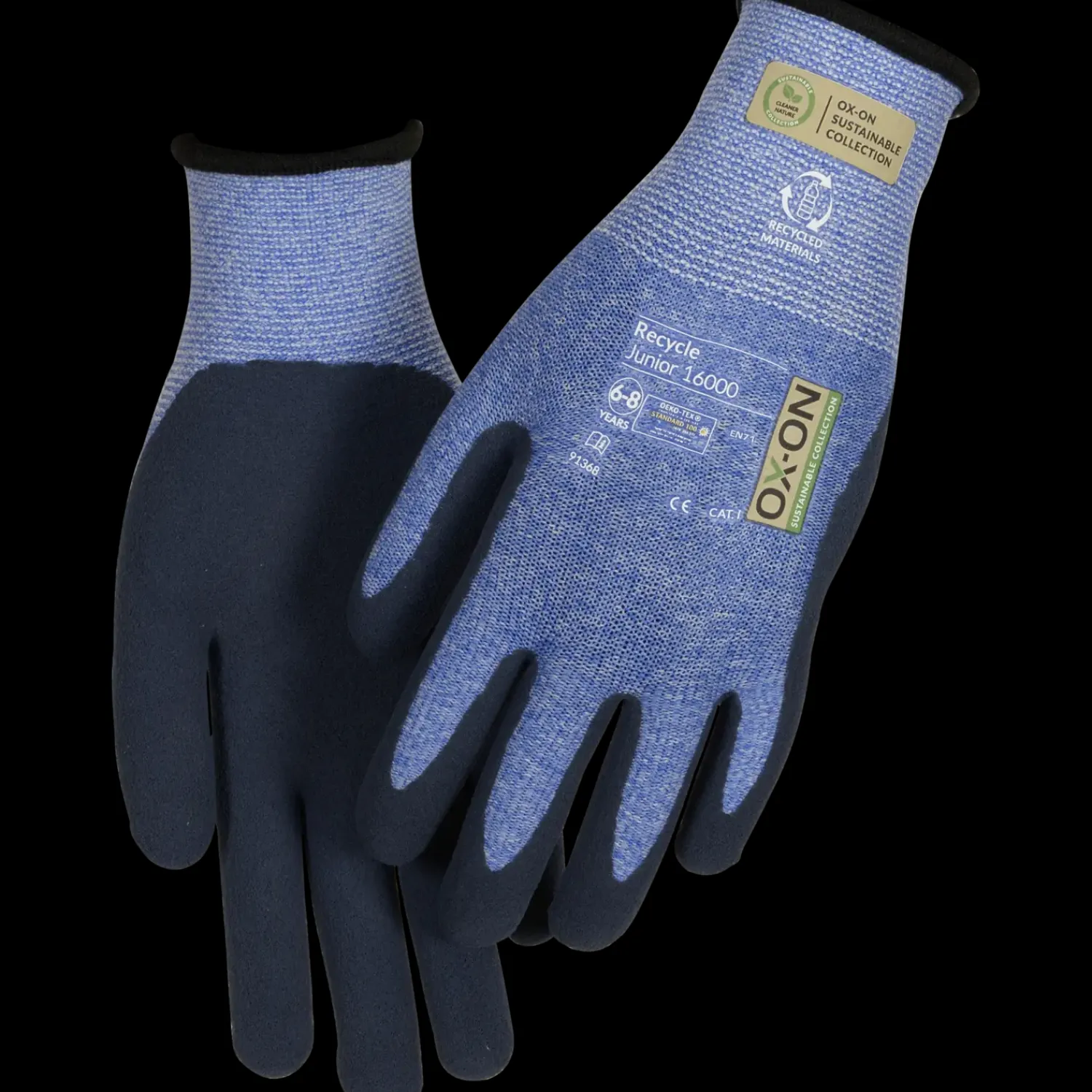 Outlet OX-ON 16000 Recycle Junior arbejdshandsker str. 6-8 år blå