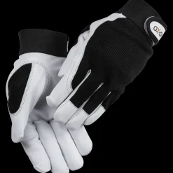 Sale OX-ON Worker Basic 2004 gedeskindshandske sort/hvid str. CE 09