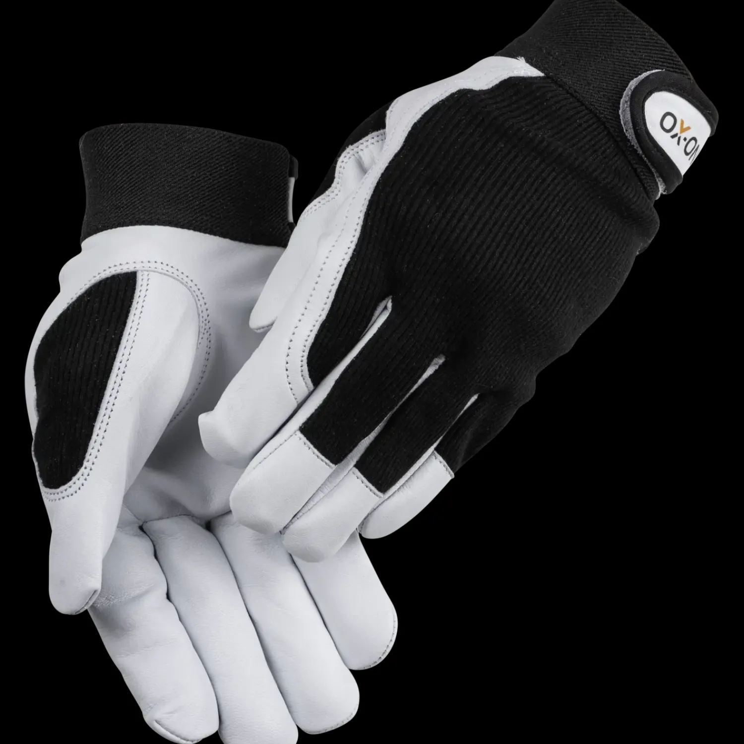 Sale OX-ON Worker Basic 2004 gedeskindshandske sort/hvid str. CE 09