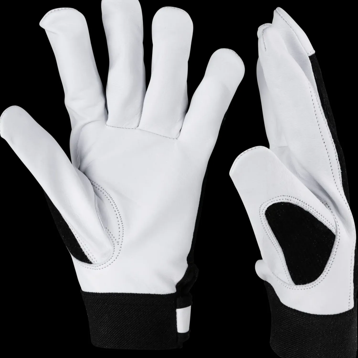 Sale OX-ON Worker Basic 2004 gedeskindshandske sort/hvid str. CE 09