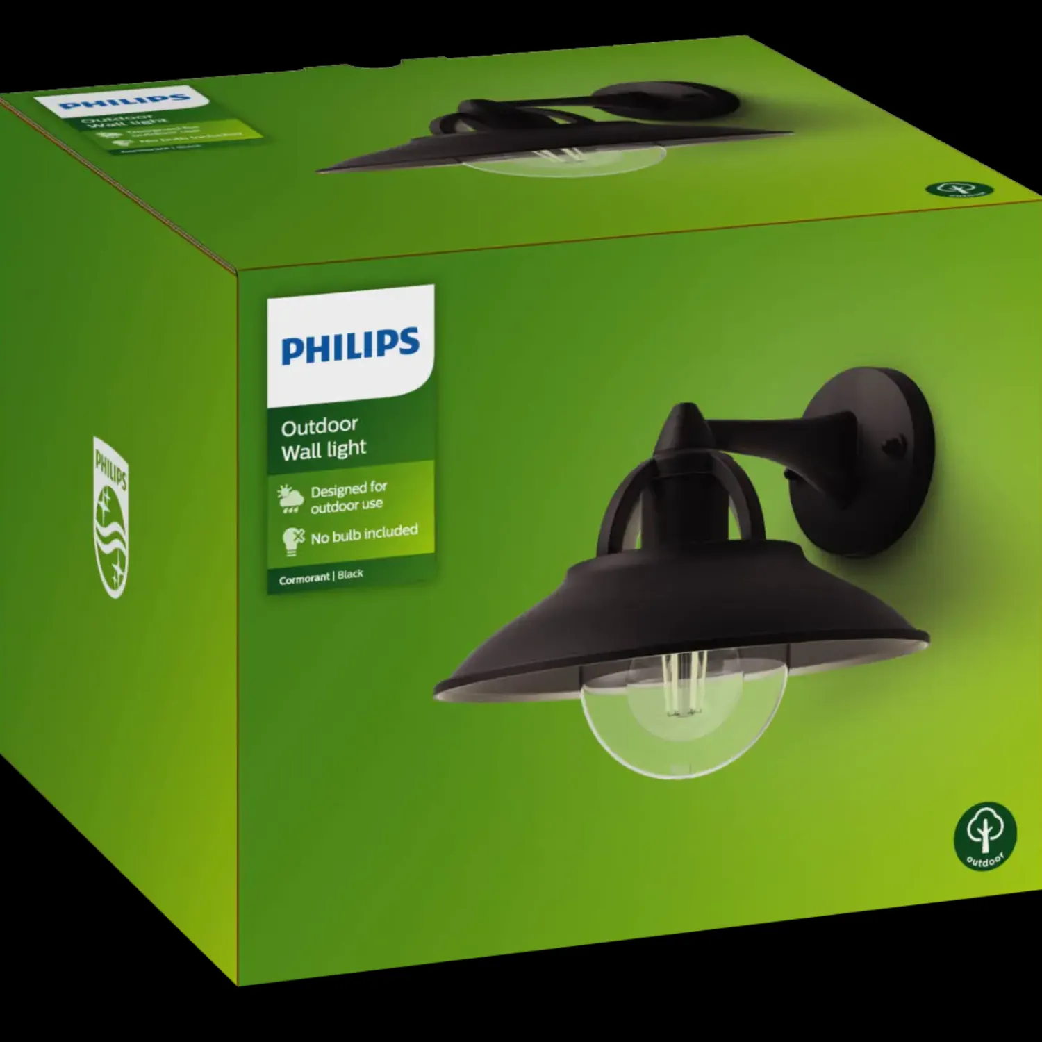 Discount Philips Cormorant udendørs væglampe sort