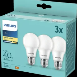 Outlet Philips E27 LED pære 40W 3-pak