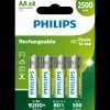 Batterier^Philips genopladelig batteri 2500mAh HR6/AA 4 stk.