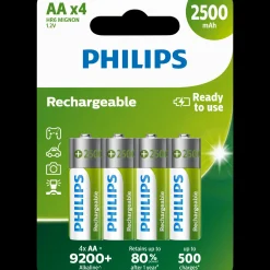 Batterier^Philips genopladelig batteri 2500mAh HR6/AA 4 stk.