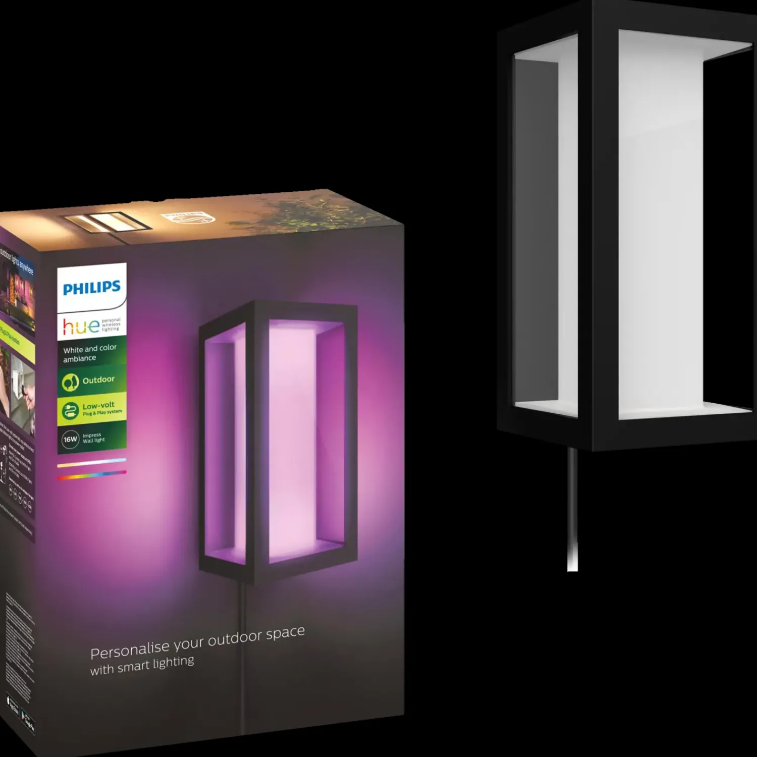 Philips Hue Udendørs Væglamper^Impress udendørs væglampe 2x8W sort