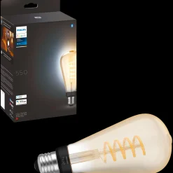 Outlet Philips Hue LED edison pære E27 7W ST72 filament hvid ambiente