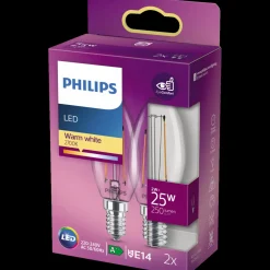 Best Philips Kerte LED pære E14 25W 2 pack