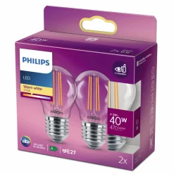 New Philips Krone LED pære E27 40W 2 pack