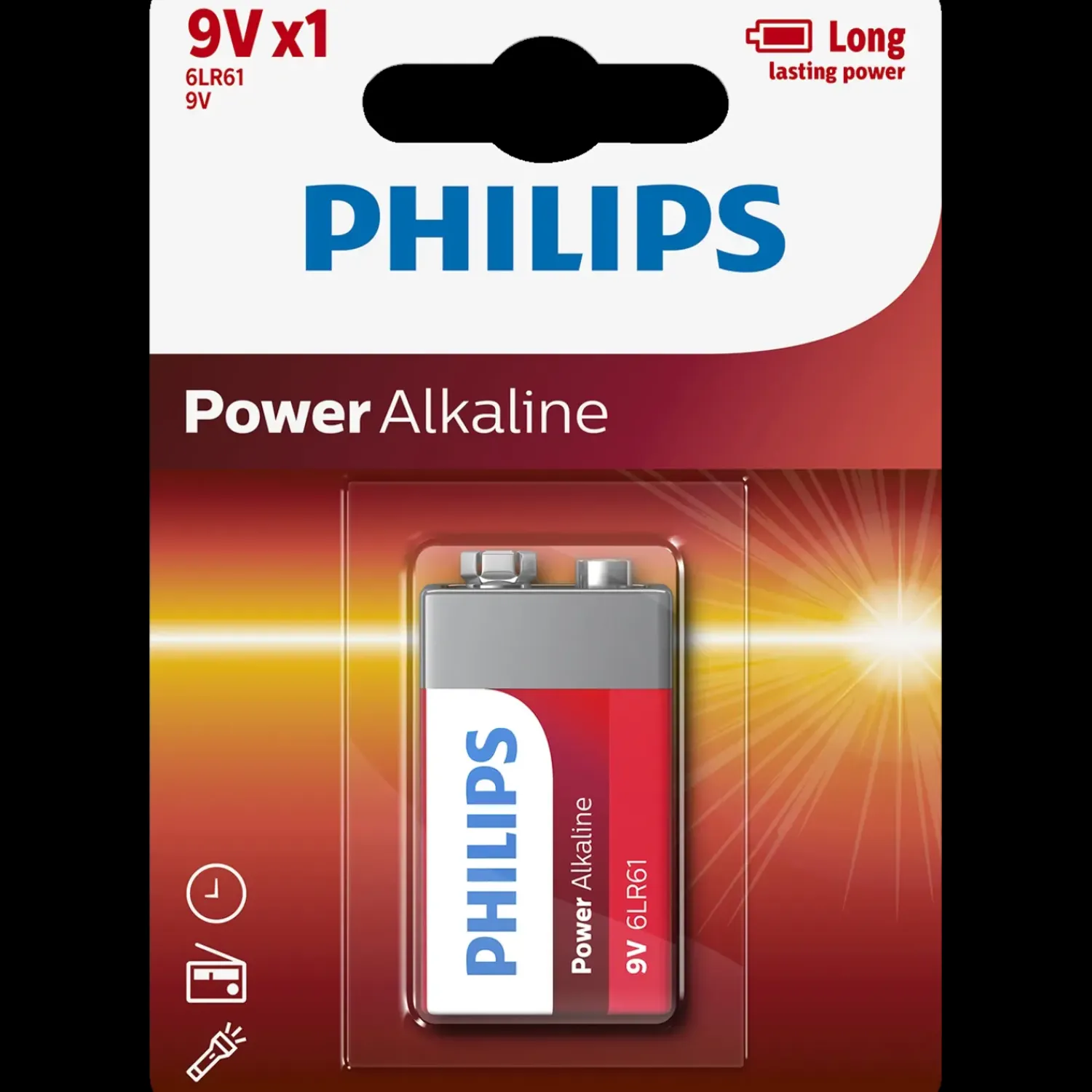 Philips Power Alkaline 6LR61/9V batteri 1 stk.