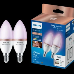 Philips Smart Wiz Diverse Led-Pærer^Philips Smart LED farve kertepære E14 4,9W C37 2-pak
