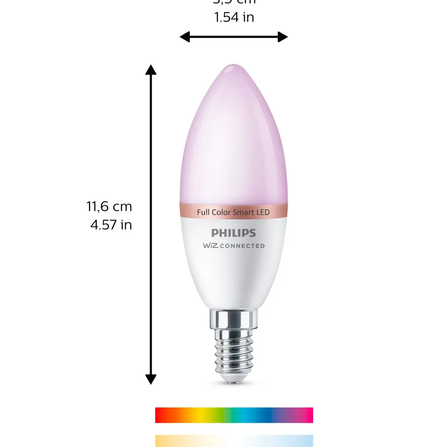 Philips Smart Wiz Diverse Led-Pærer^Philips Smart LED farve kertepære E14 4,9W C37 2-pak