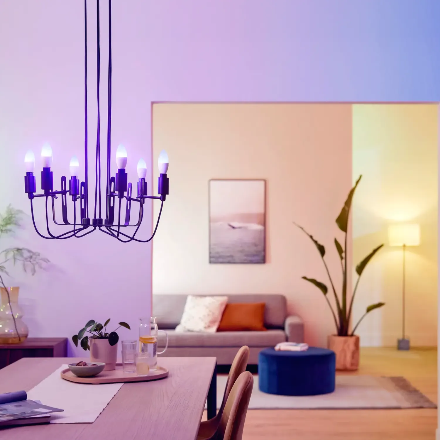 Philips Smart Wiz Diverse Led-Pærer^Philips Smart LED farve kertepære E14 4,9W C37 2-pak