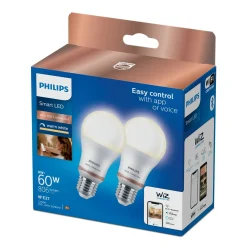 Online Philips Smart Wiz white LED pærer E27 8,5W standard mat 2 stk