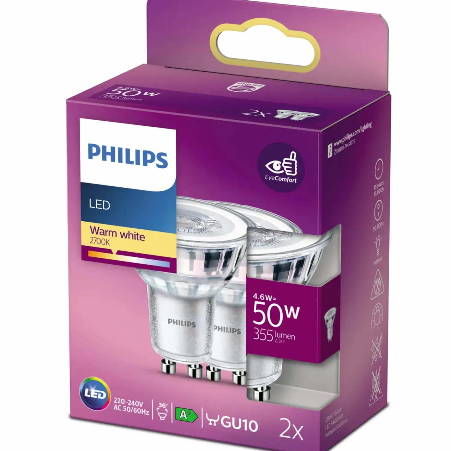Best Philips Spot LED pære GU10 50W 2 pack
