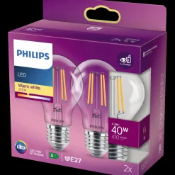 Outlet Philips Standard LED pære E27 40W 2 pack