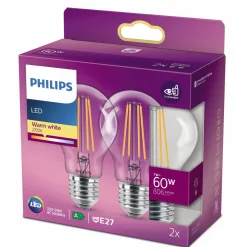 Philips E27 Pærer^Standard LED pære E27 60W 2 pack