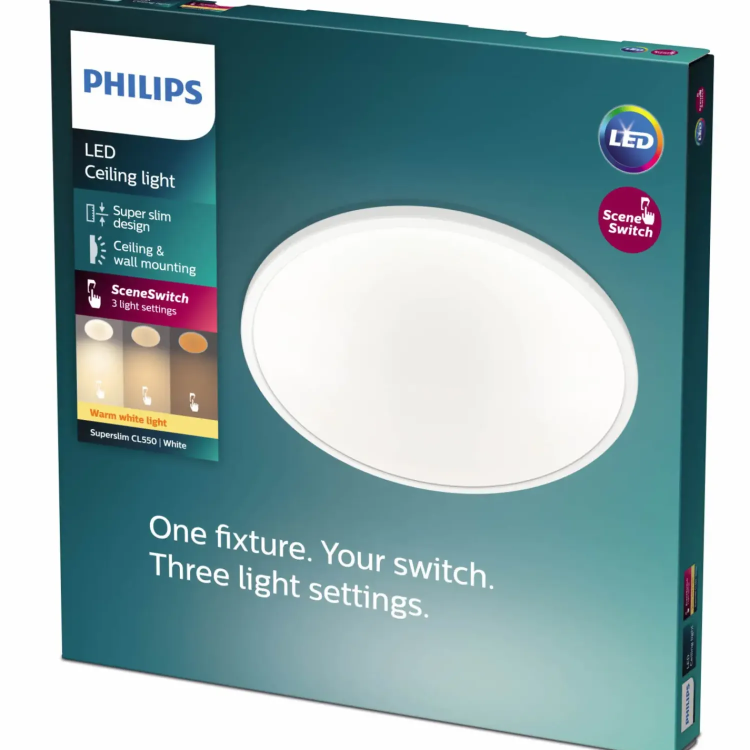 Discount Philips Super Slim plafond Ø30 cm hvid