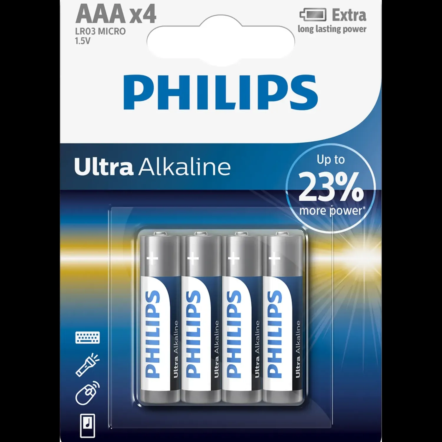 Philips Batterier^Ultra alkaline LR03/AAA batteri 4 stk.