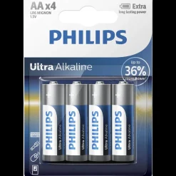 Philips Batterier^Ultra Alkaline LR6/AA batteri - pk. á 4 stk.