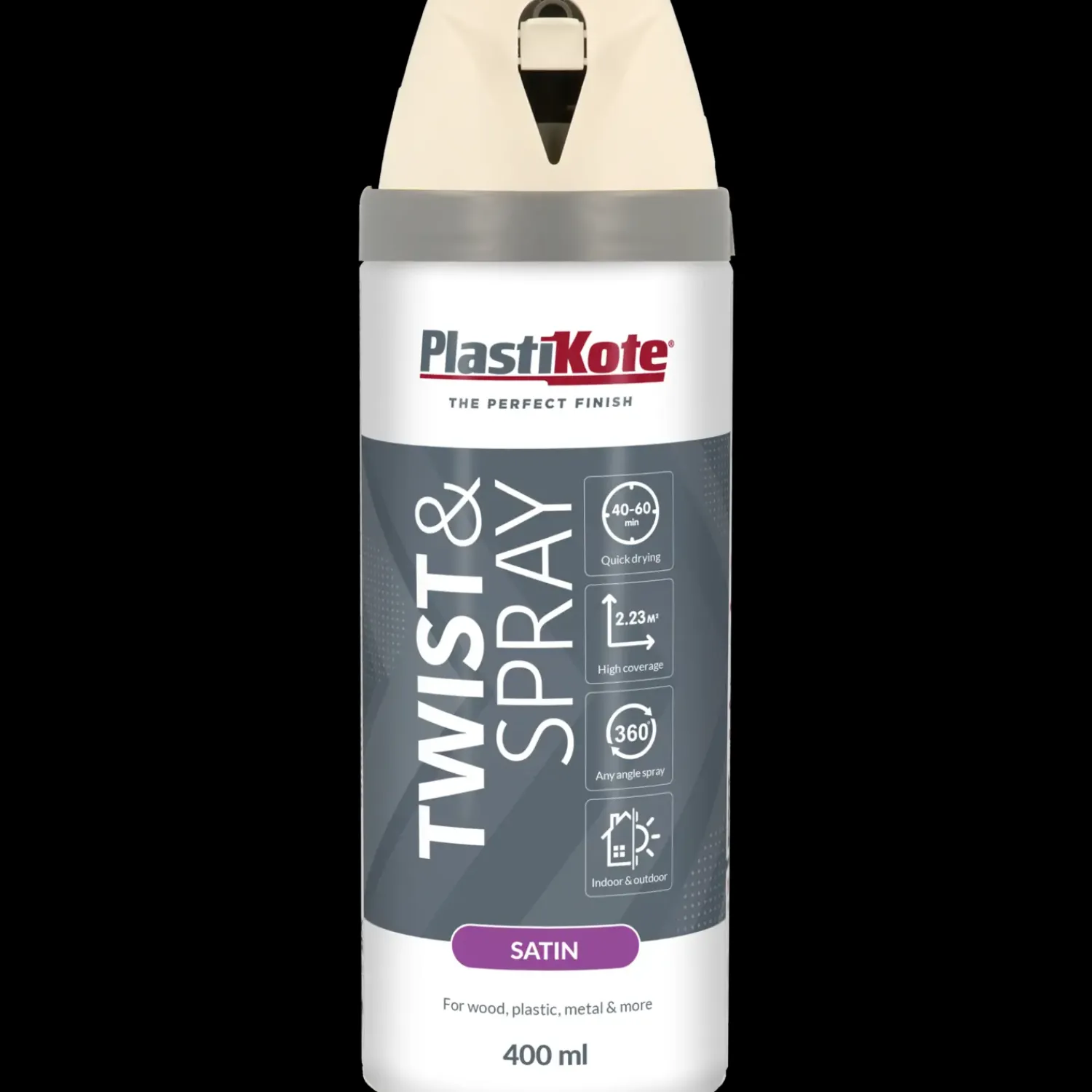 Plasti-Kote Spraymaling^twist spraymaling 400 ml satin hvid