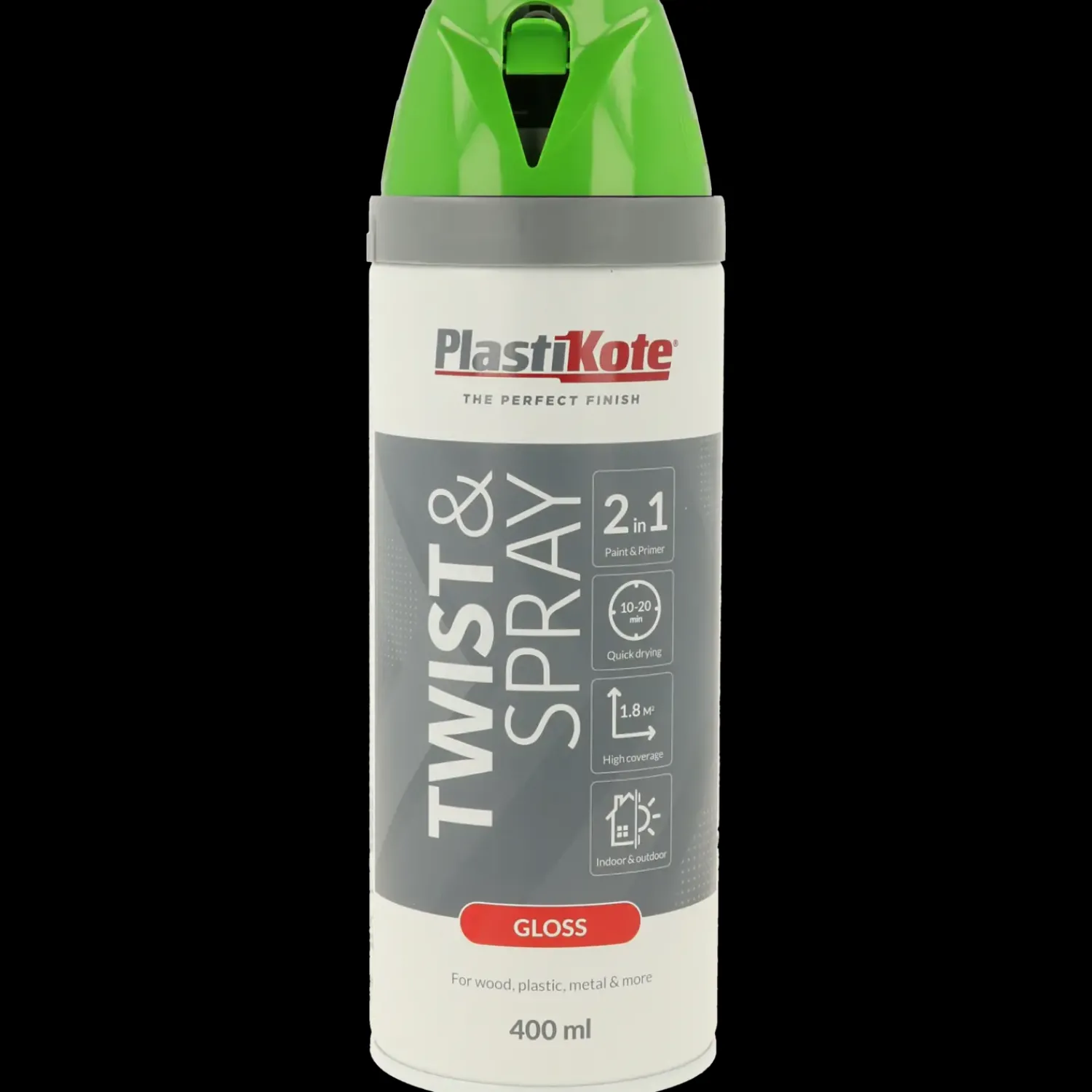 Outlet Plasti-Kote twist spraymaling 400 ml blank grøn